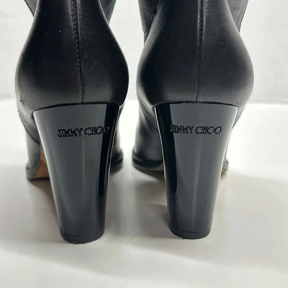 Jimmy Choo Ankle Boots Heeled Boot Soft Vachetta Leather Pull On Black Size 36.5 - Picture 5 of 11